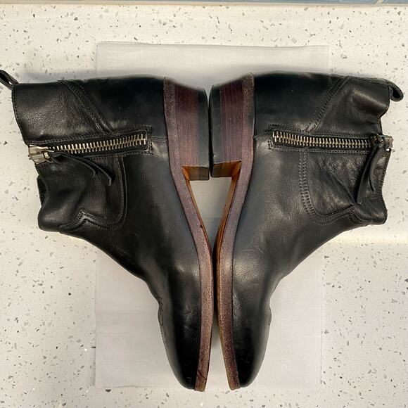 Golden Goose Deluxe Viand Leather Ankle Boots Black 37 Exposed Zip Closure - Picture 5 of 9